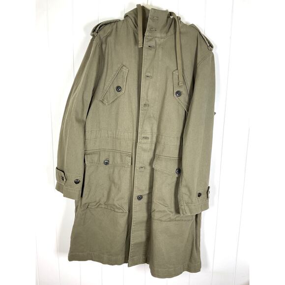 The Kooples Patch-Pocket Relaxed Fit Cotton Parka Coat Unisex Olive Size L NWT - Picture 2 of 10